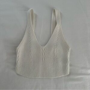 SHEIN Cream Ribbed Crop Top